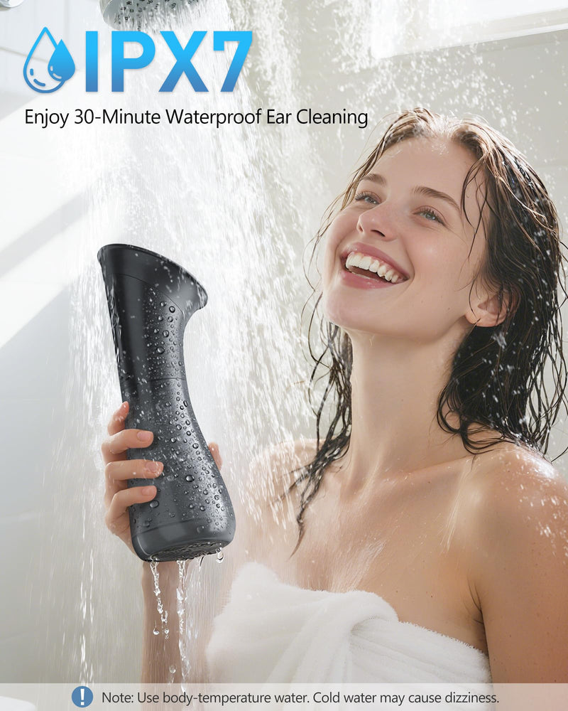 Ear Wax Removal, Electric Ear Cleaner with LED Display & Dual Tank, Ear Irrigation Kit Includes 12 Tips, IPX7, Safe & Effective Cleaning for Adults & Kids, Easy to Use Black