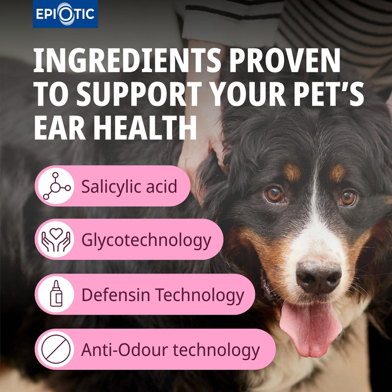 Virbac EpiOtic Cat and Dog Ear Cleaner Solution - Antibacterial and Anti-fungal Dog and Cat Ear Cleaner - 60ml