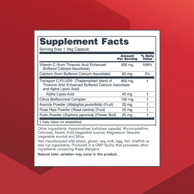 PROTOCOL FOR LIFE BALANCE Protosorb C 500, Vitamin C, 100 Veg Caps | Highly Absorbable Vitamin C Formula for Immune and Bone Health Support* with Alpha-Lipoic Acid, Buffered, and Non-Acidic