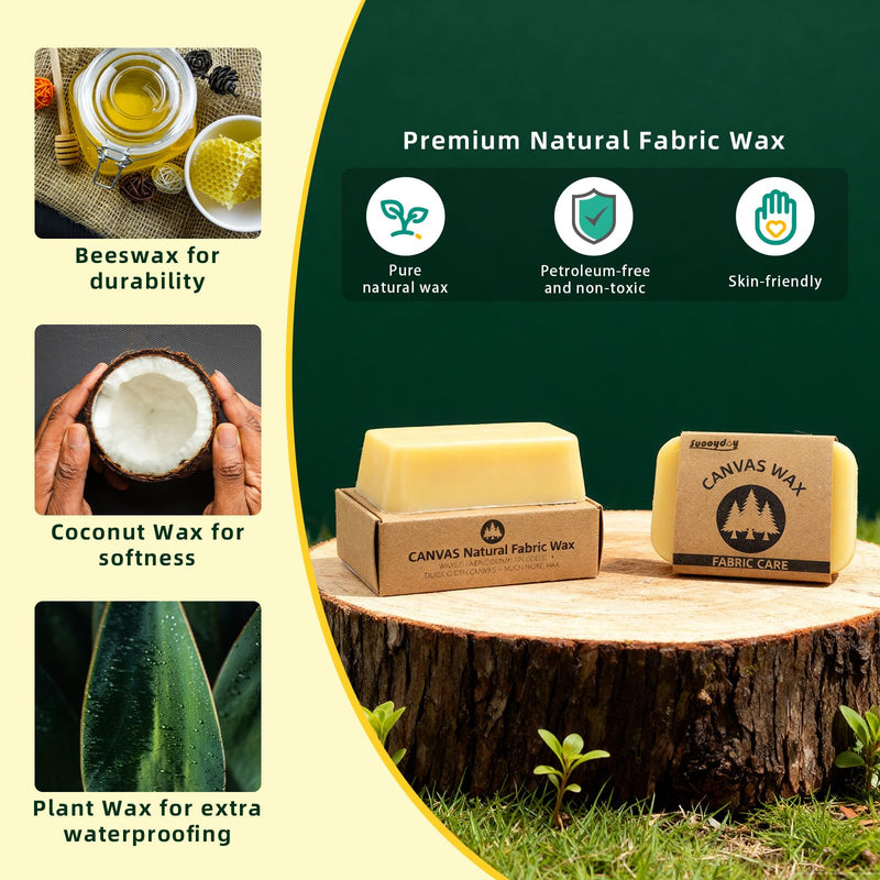 Fabric Canvas Wax Care Kit, 4 Pack - Total 8.4 oz Wax Bar With Leather Cleaning Brush, All-natural High-Efficiency Waterproof For Canvas, Shoes, Hats, Jackets, Bags, Clothing - BeesActive Australia