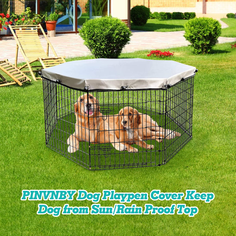 PINVNBY Dog Playpen Cover, Dog Pen Cover for Waterproof and Sunproof, Universal Dog Pen Top Cover for Indoor and Outdoor Use, pet Pen Cover Fits 24" Wide 8 Panels Dog Playpen (Not Include Dog Pen) 24 inches - BeesActive Australia