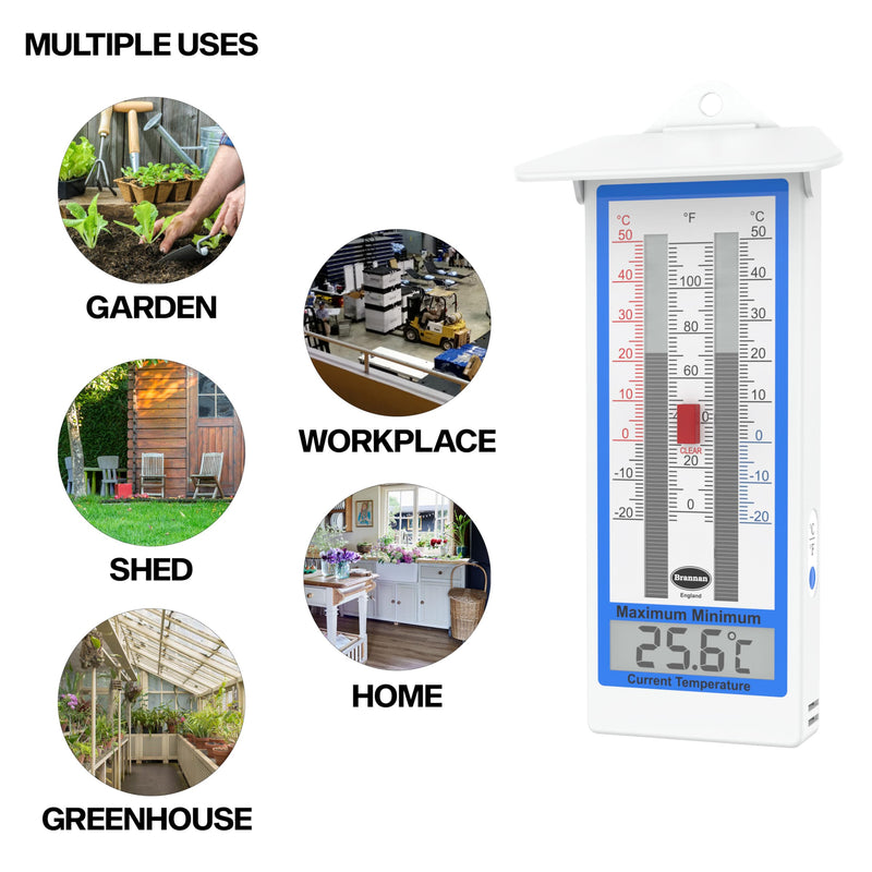 Digital Greenhouse Thermometer - Max Min Thermometer for Greenhouse or Garden Maximum and Minimum Temperatures Indoor Outdoor Greenhouse Accessories