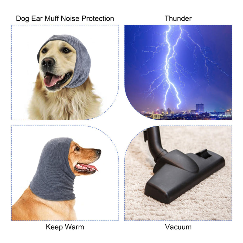 Quiet Ears for Dogs, Rbenxia 1 Piece Dog Ear Cover Hoodies Dog Ear Muffs Headband Noise Ear Protection Warm Winter Ear Scarf (Grey, Large) Grey - BeesActive Australia