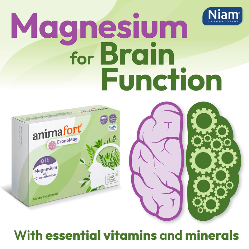 Magnesium Complex for Mind | 6 High-Absorption Salts | Animafort CronoMag | Magnesium citrate, glycinate & AtaMg | Mental function, energy & nervous system | Vitamins B12, D & E | 60 capsules 1