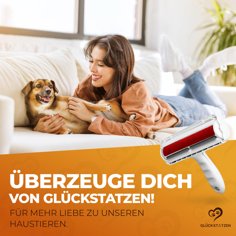 GLÜCKSTATZEN animal hair remover, lint roller for animal hair, lint roller for dog hair and cat hair, reusable - animal hair brush for sofa, bed, carpet, car, scratching post, white - BeesActive Australia
