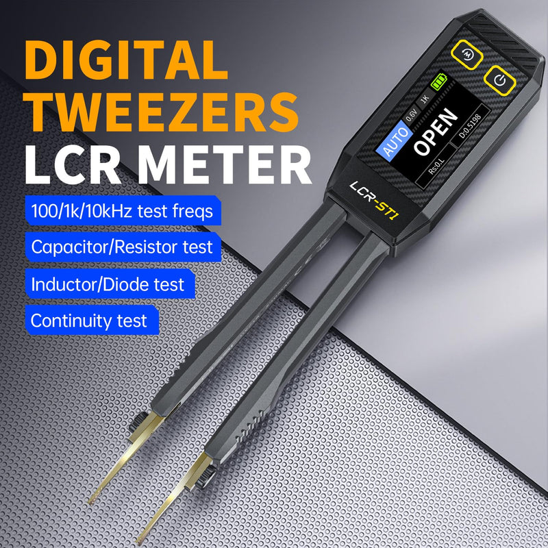 LCR-ST1 LCR Meter, 100Hz/1kHz/10kHz LCR Meter Tweezers, Mini Smart SMD Tester ESR Meter, Diode Continuity Tester, Inductance Capacitance Meter, Auto Component Recognition - BeesActive Australia