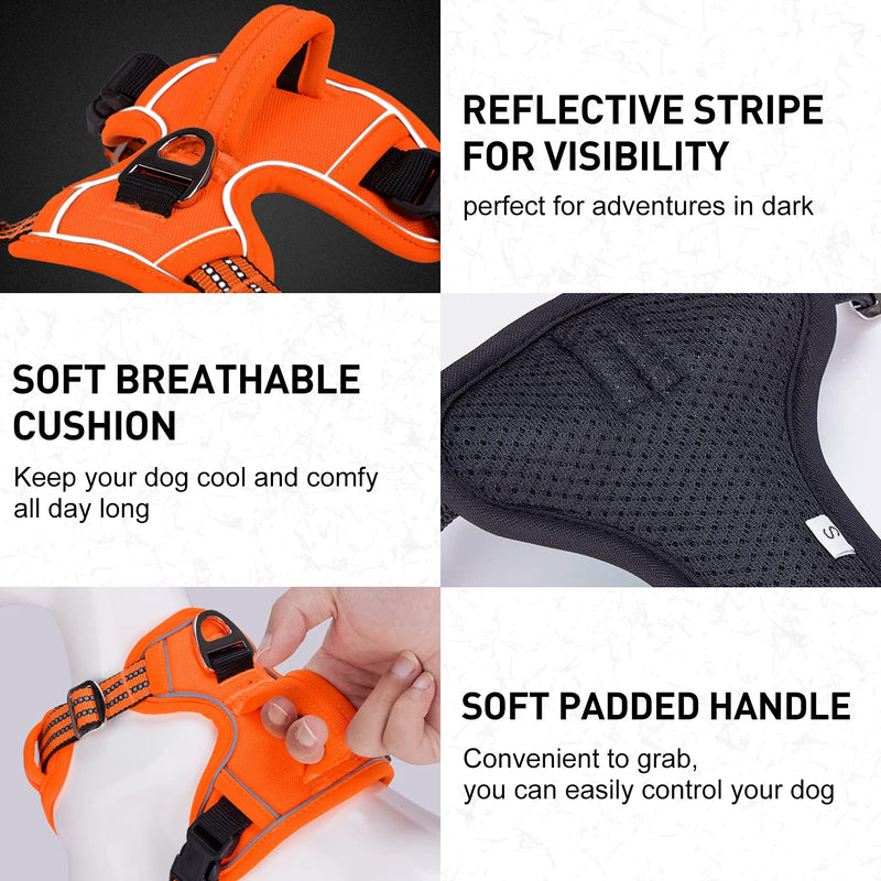 Dog Harness for Large Dogs, Anti Pull Harness No Pull Reflective Breathable Harness Dogs Lightweight Chest Harness Large Medium Dog Safety Harness Soft Orange L L (Pack of 1) - BeesActive Australia