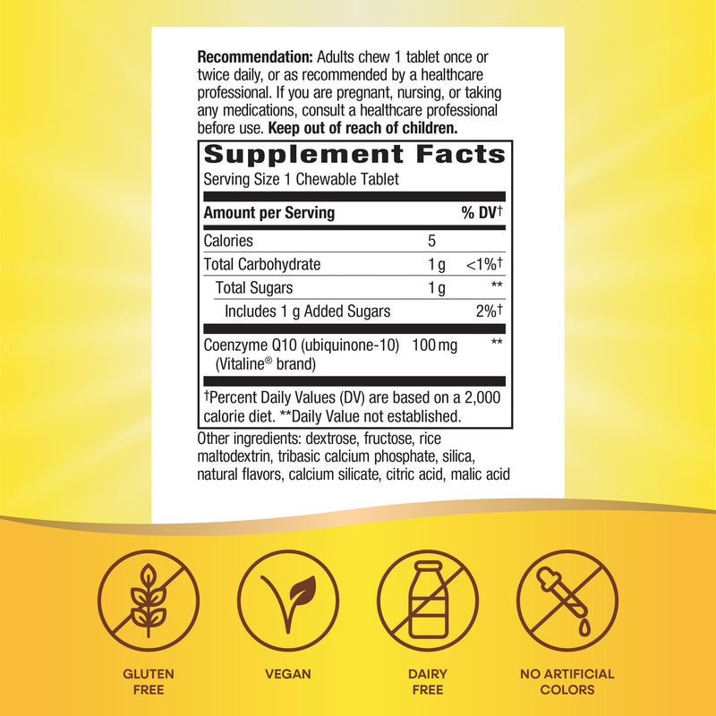 Nature's Way SMART Q10 CoQ10, Tropical Fruit, 30 Chewable Tabs | 100 mg CoQ10 per Serving to Support Heart Health* and Cellular Energy Production*, with Antioxidant Support