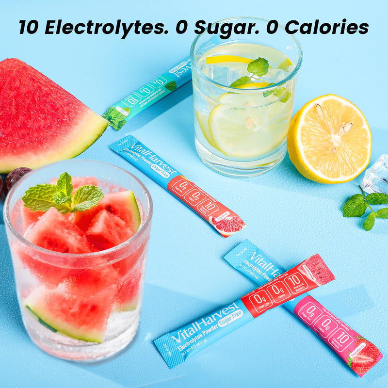 24 Sticks Electrolytes Powder Packets 7 Flavors Sugar Free Hydration Packets Liquid Daily IV Drink Mix, Low Sodium, Lemon Lime, Watermelon, Strawberry, Grape, Grapefruit, Lemon Cucumber, Mint 24 Servings (Pack of 1)