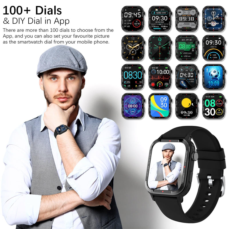 Smart Watches for Men (Answer/Make Call), Fitness Tracker with 123 Sport Modes, Heart Rate Monitor, Spo2, Step Counter, Sleep Tracker, IP68 Waterproof Sports Watch, Fitness Watch for iPhone ＆ Android Black