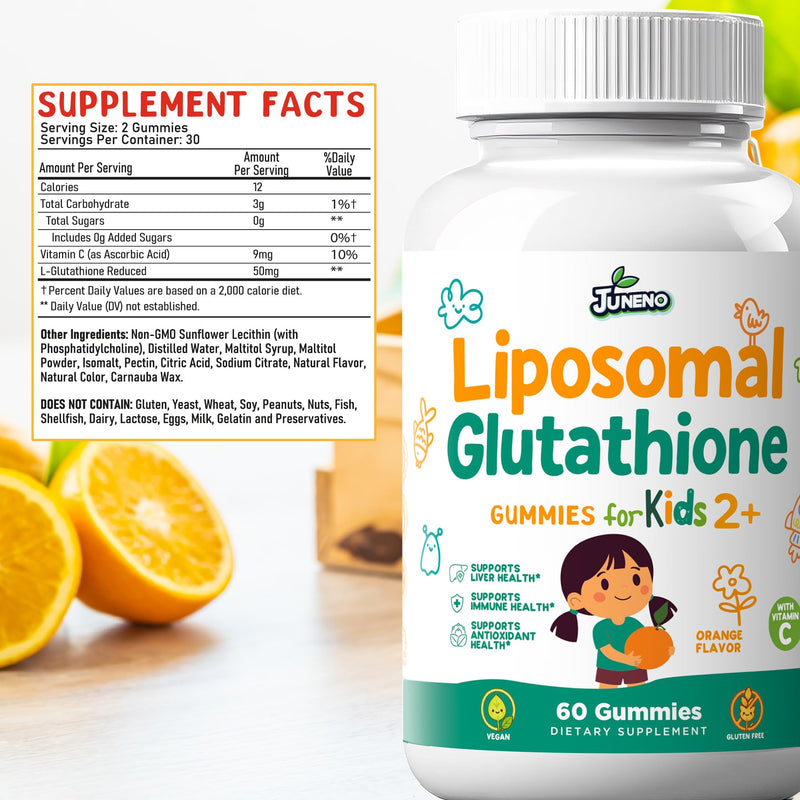 Liposomal Glutathione Gummies for Kids, Vitamin C Immune Support | Supports Antioxidant Protection & Daily Wellness, Liposomal Glutathione, Vitamin C, Sugar-Free, Vegan, Non-GMO 60 Count (Pack of 1)