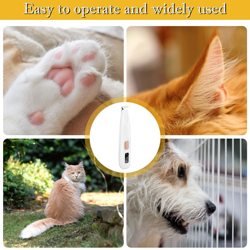 Paw Trimmer for Dogs, USB Rechargeable Paw Trim Pro, Waterproof Pet Hair Trimmer with LED Light, Portable Paw Trimmer for Dogs, Extra Quiet for Dogs, Cats, Paws, Eyes, Ears, Face White - BeesActive Australia