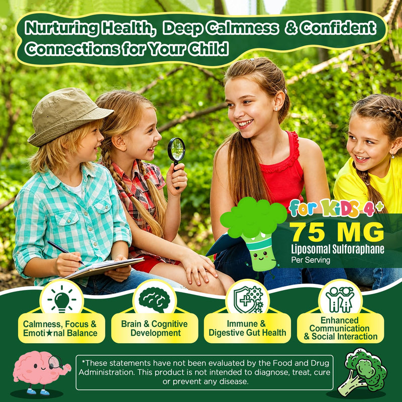 Liposomal Sulforaphane Supplement, Broccoli Gummies for Kids 4+ & Adults | Broccoli Sprouts Extract w/Myrosinase, Omega-3, Vitamin C, E, Supports Cognitive, Brain, Cellular Health, Antioxidant, 120Cts 60 Count (Pack of 2)