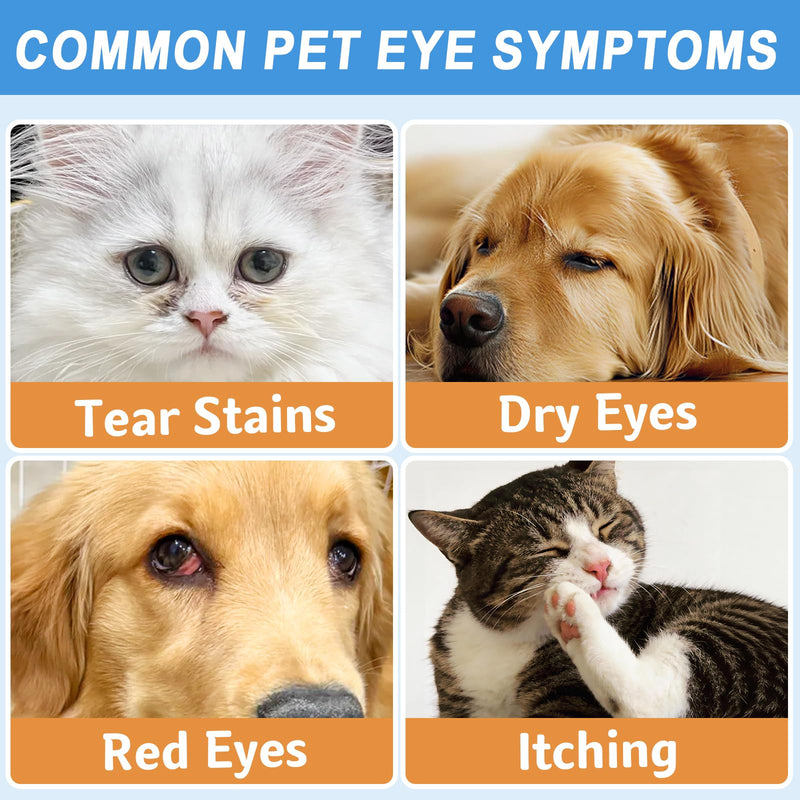 Tear Stain Remover & Eye Cleaner for Dogs & Cats – Hyaluronic Acid, Vitamin B6 & Green Tea Extract, Soothes Dry, Red & Itchy Eyes, Gentle Daily Eye Care