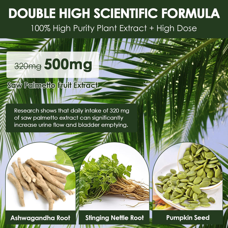 Organic Saw Palmetto - Prostate Health Supplements for Men with Ashwagandha Root, Stinging Nettle, Pumpkin Seed, Prostate Defend Propnietary Blend, DHT Blocker, 120 Count 120 Count (Pack of 1) - BeesActive Australia