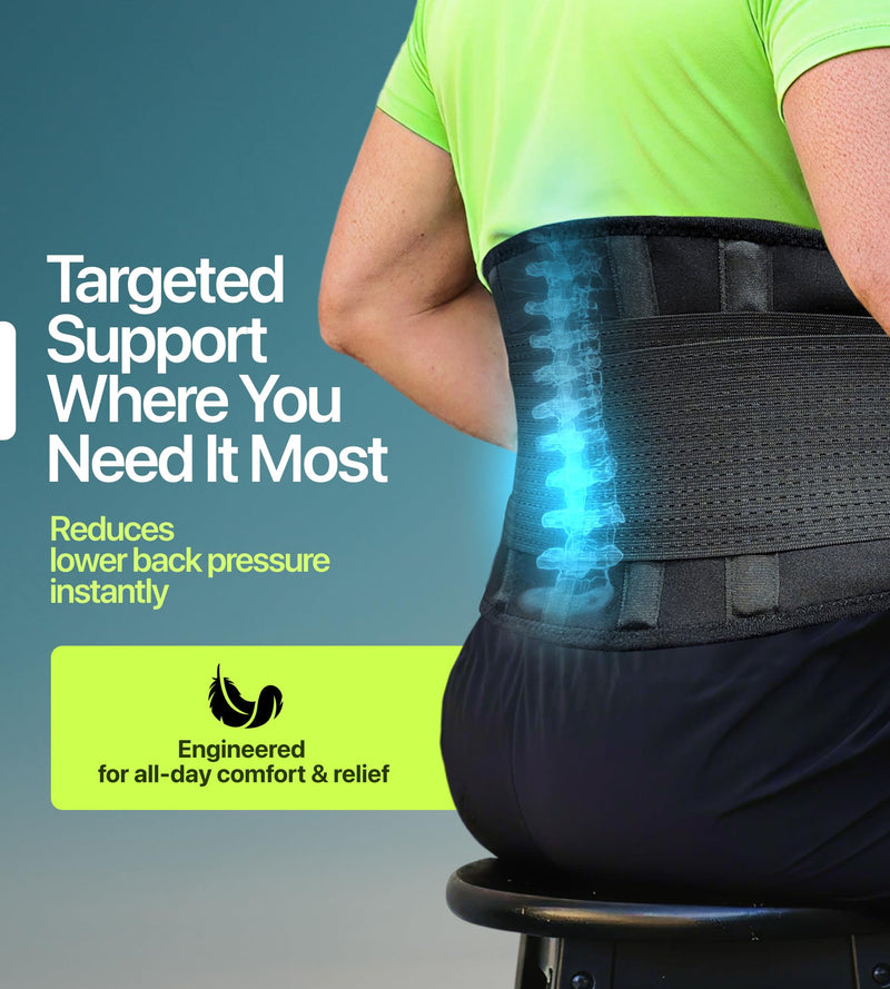 Plus Size Lower Back Brace 4XL - The Most Effective Back Pain Relief for Men & Women, Adjustable Lumbar Support Belt for Injury Prevention, Sciatica, Scoliosis, Herniated Disc Back Belt