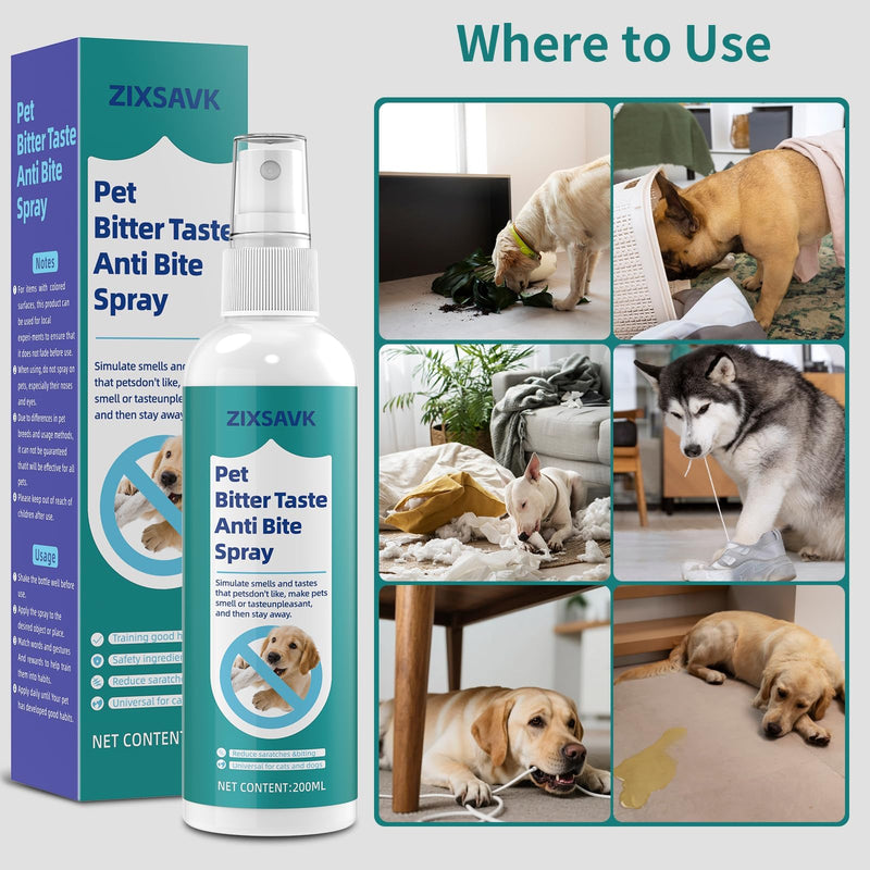 Bitter Apple Spray for Dogs - No Chew Spray for Dogs | Safe, Non-Toxic Chewing Deterrent | Stop Licking, Biting & Destructive Behavior | Training Aid (200ml) 1