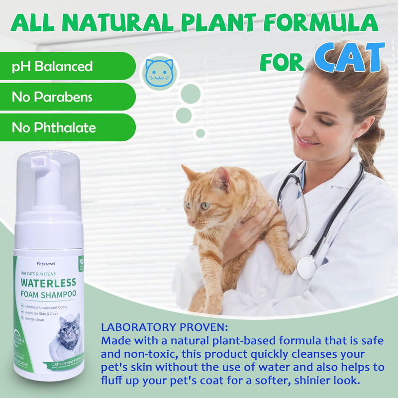 Waterless Cat Shampoo No Rinse Kitten Shampoo, Easy Cat Bath Cleaning Fur Lick Safe - Hypoallergenic Cat Shampoo for Long and Short Hair - BeesActive Australia