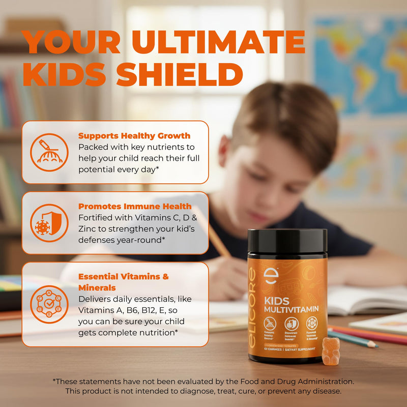Premium Kids Multivitamin Gummies – 12 in 1 Kids Gummy Vitamins – Growth Chewable Multivitamin for Toddlers and Teens – Immune, Brain & Focus Support – GMO-Free, Gluten-Free – 2 Months Supply