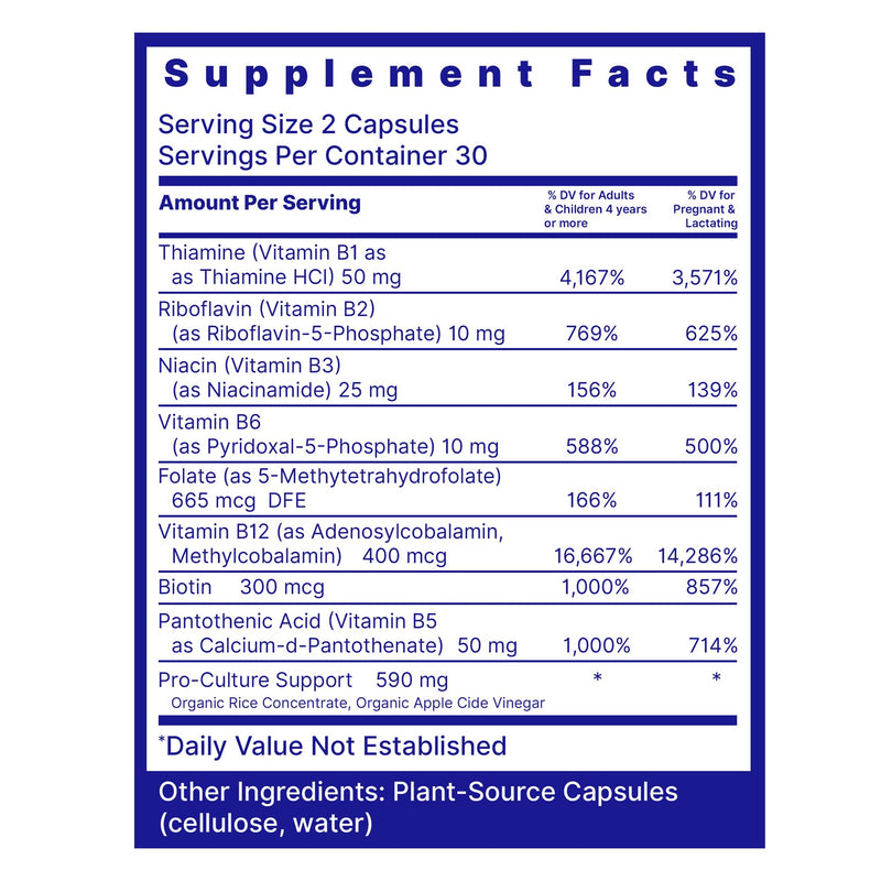 Quantum Nutrition Labs Max Energy Bs - Vitamin B Complex, Methylated B Complex Vitamins with Vitamin B1, B6, B12, Thiamin, Folate and Biotin - 60 Vegetarian Capsules 60 Count (Pack of 1)