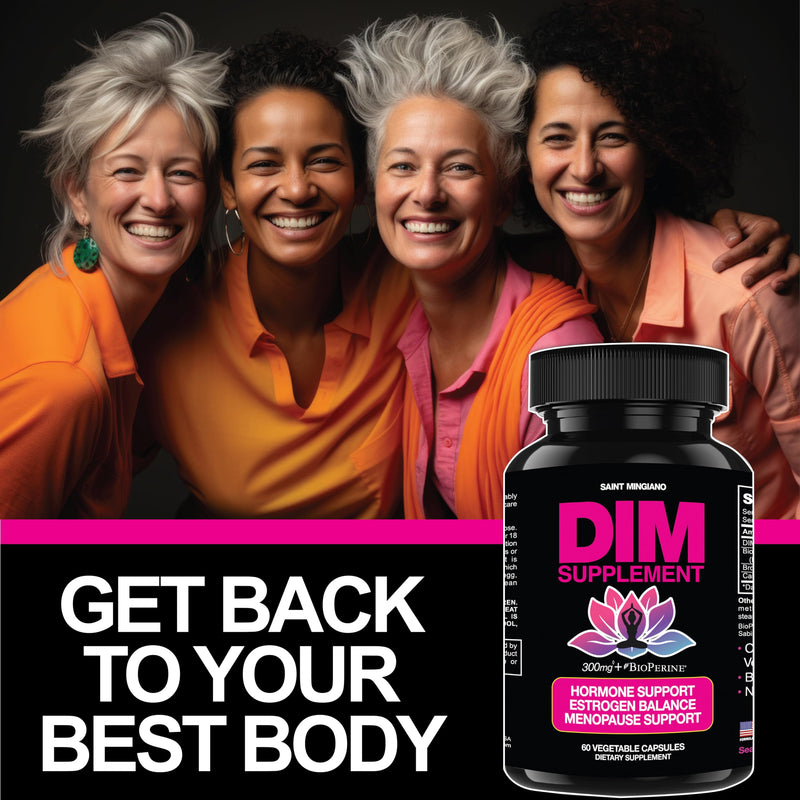DIM Supplement 300 mg - Hormone Balance for Women, | Estrogen Supplement for Women with Hot Flashes & Night Sweats | Aids in Menopause Symptoms, Estrogen & Oestrogen. 60 Capsules