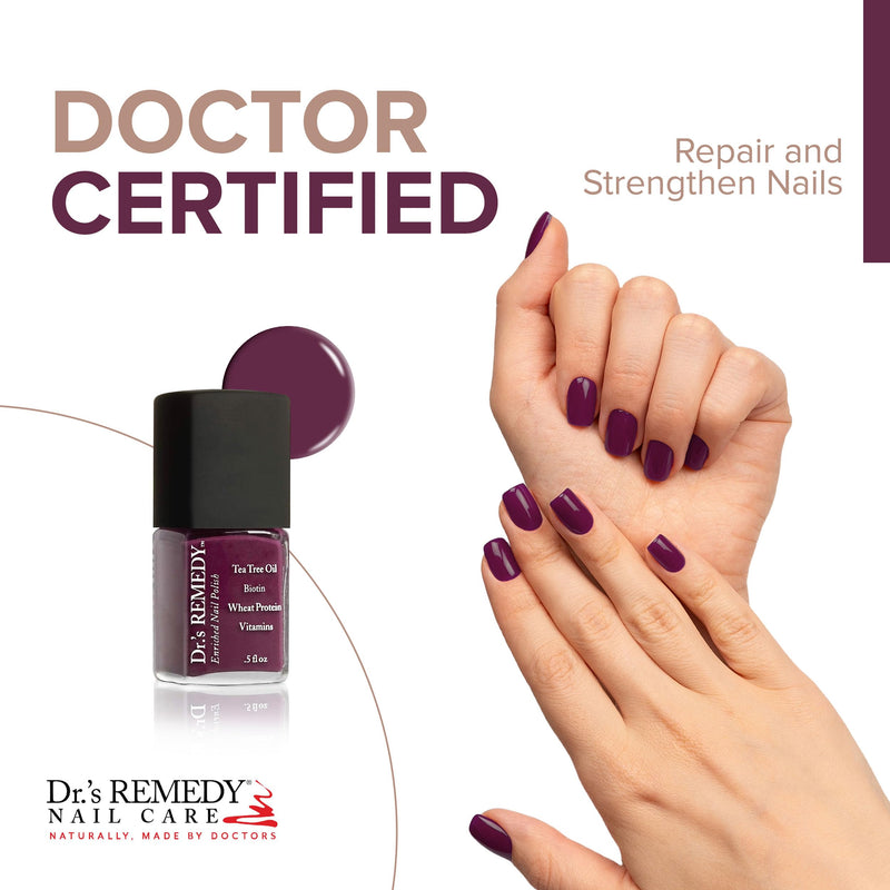 Dr’s Remedy Enriched Nail Polish: Non Toxic, All Natural, and Organic - Doctor Formulated: Strengthens, Restores, Heals, and Protects '24-Free' - BONAFIDE Boysenberry