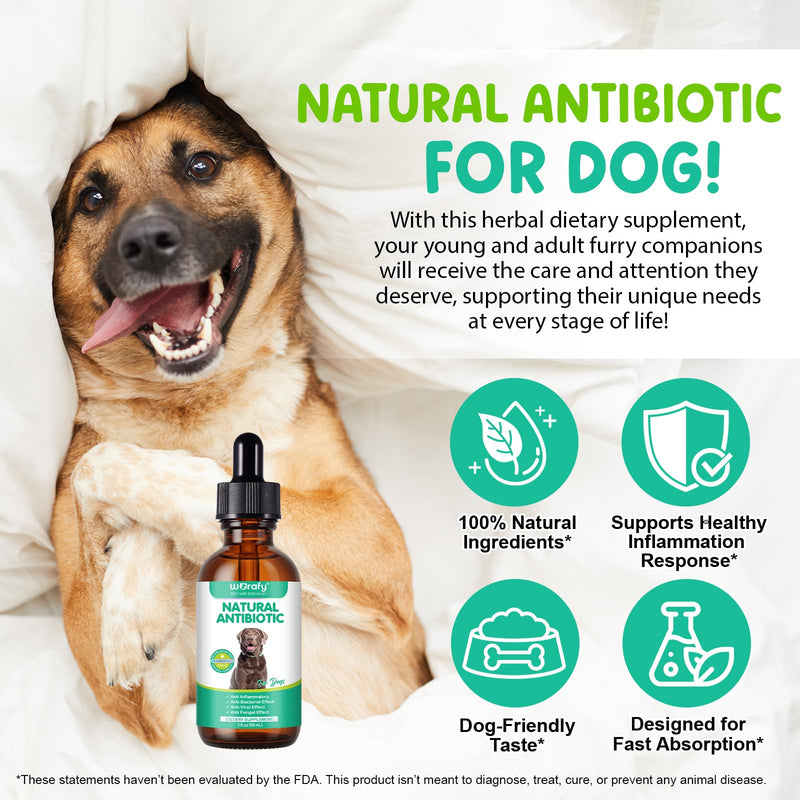 Natural Antibiotics for Dogs,60ML Dog Antibiotics Drops,Supports Dog Allergy Relief,Anti-Bacterial Effect-Dog Itch Relief Pet Antibiotics