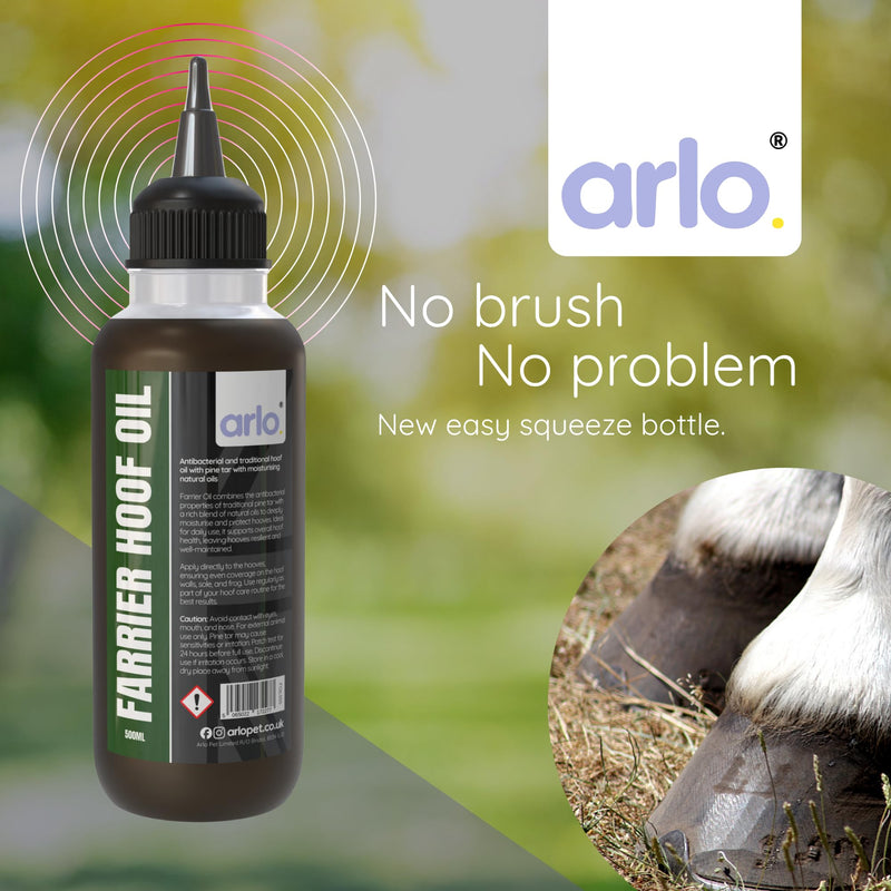 arlo. Farrier Hoof Oil with Stockholm Tar 500ml – Antibacterial Moisturising Treatment for Horses – Nourishes Dry, Cracked Hooves – Traditional Farrier Care Conditioner