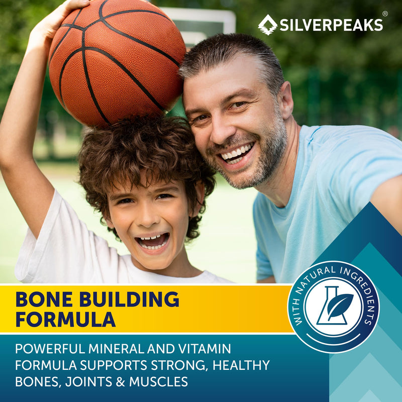 SILVERPEAKS Bone & Natural Growth Support Gummies for Kids & Teens - 60 pcs | Calcium, Zinc, Vitamins D3 & K2, C, Magnesium - Bone Strength & Joint Support for Boys & Girls - Wildberries Flavor Wildberry 60 Count (Pack of 1)