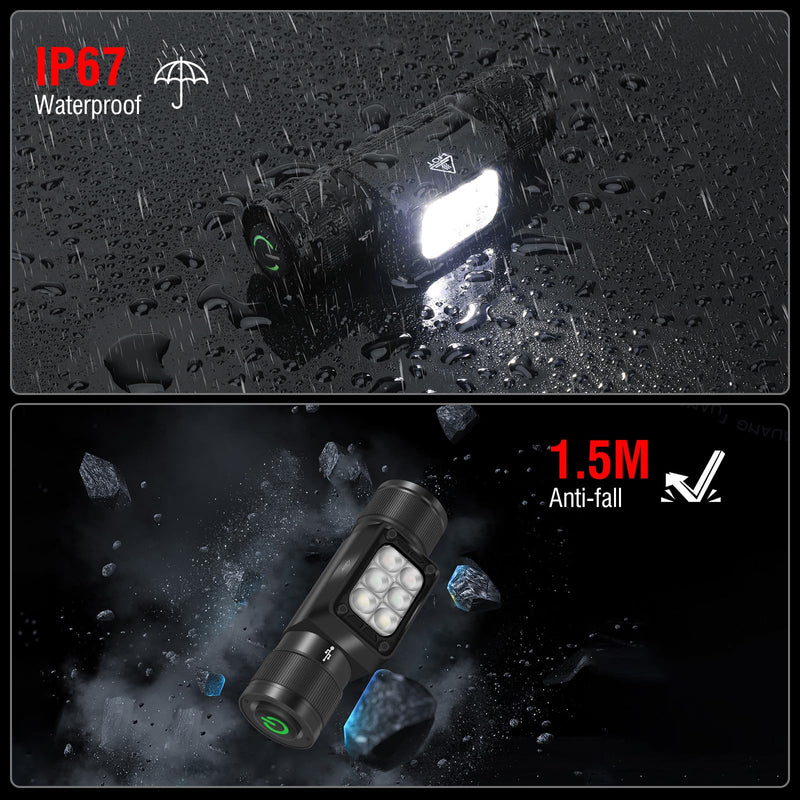 BORUIT HP360 Headlamp Rechargeable (Cob Red and Green) 7 Modes Super Bright Head Lamp,180°Angle Head Lights for Forehead, IP67 Waterproof Headlamps for Adults Outdoor Hunting Hard Hat Camping Hiking