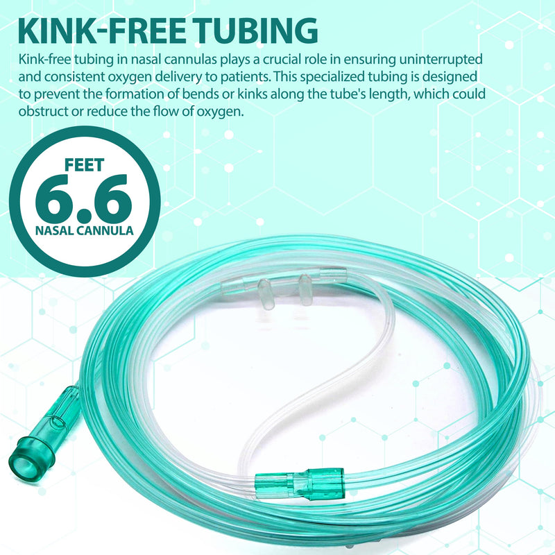 10 Pack High-Flow Ultra Soft Nasal Oxygen Cannula, Green Crush Resistant Tubing with Standard Connection 6.6 Feet - BeesActive Australia