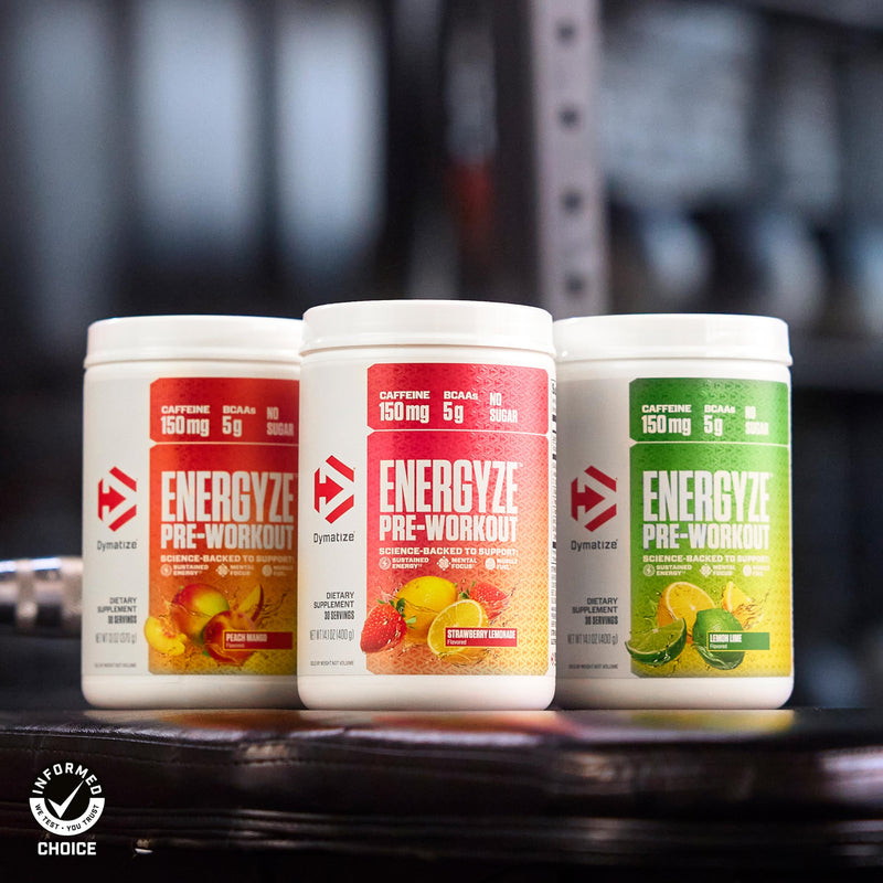 Dymatize Energyze Pre Workout Powder for Men and Women, Strawberry Lemonade Flavor, 150mg Caffeine, 5g BCAAs, Performance Blend of L-Theanine, L-Tyrosine, L-Citrulline, No Sugar, 30 Servings 14.1 Ounce (Pack of 1) - BeesActive Australia