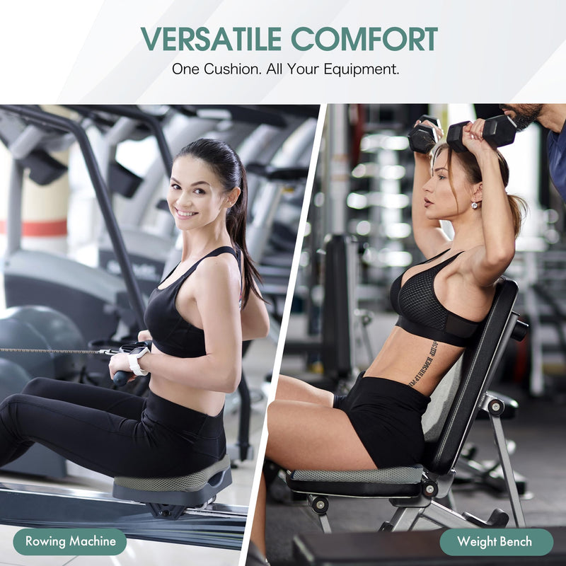 Rowing Machine Seat Cushion for Concept 2 Rower – Memory Foam Pad with Non-Slip Base & Washable Cover – Fits Concept 2 Model D/E, WaterRower, Recumbent Bike & Indoor Rowers