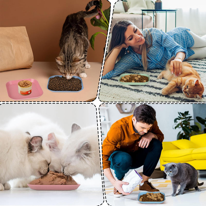 PWCTNT Cat Bowl, Pack of 6 Cat Feeding Bowls, Flat Cat Feeding Bowl, Square Cat Bowl, Colorful Cat Bowl Set, Simple Cat Bowl, Cat Plate, Cat Bowl for Kittens and Short-Legged Cats - BeesActive Australia
