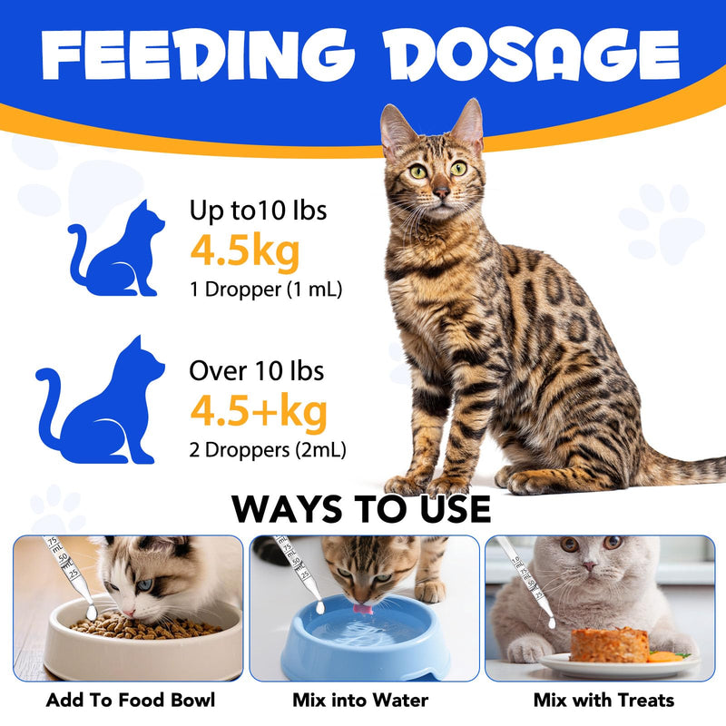 Taurine for Cats, Taurine Supplement for Cats Liquid Drops 60ml, Natural Amino Acid Cat Supplements - Heart, Vision Health, Muscle & Activity Support for All Ages