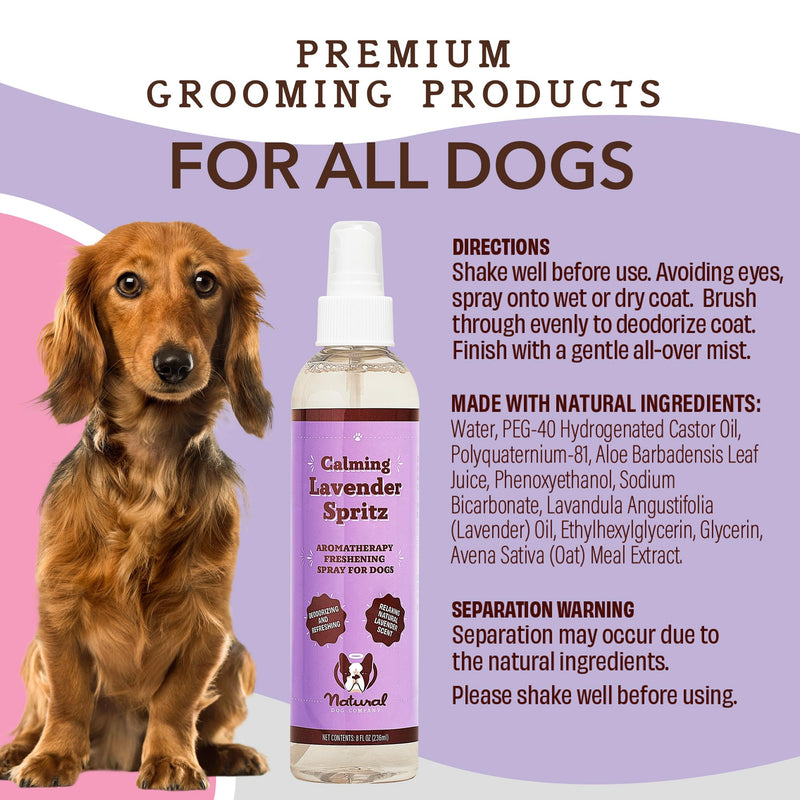 Natural Dog Company Calming Lavender Spritz for Dogs, 8oz – Deodorizing & Moisturizing, Soothes Skin, Conditions Coat, Hypoallergenic, Alcohol-Free, USA Made - BeesActive Australia