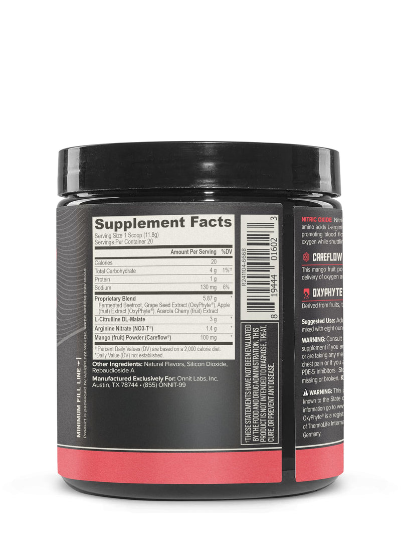 ONNIT Total Nitric Oxide Exercise Performance Powder, Harvest Fruit Punch Flavor, Caffeine-Free Dietary Supplement to Support Muscle Growth and Recovery with NO3-T Arginine Nitrate, 20 Servings - BeesActive Australia