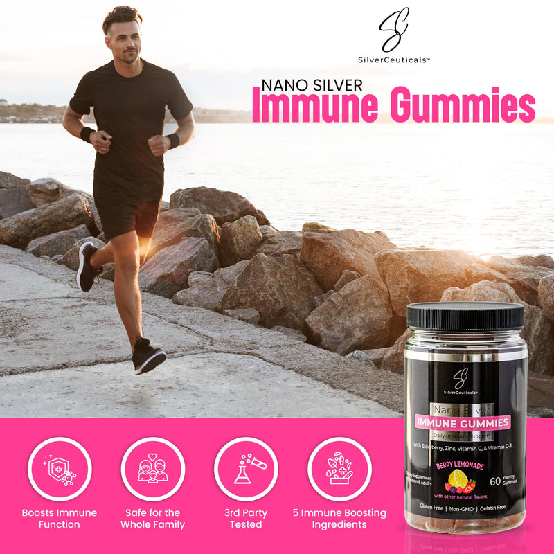 5-in-1 Elderberry Silver Immune Multi Gummies - 60ct - Berry Lemonade | Sambucus Elderberry, Nano Colloidal Silver, Vitamin C & D, Zinc, Great for Kids & Adults, Ages 4 & Up, Gluten & Gelatin Free