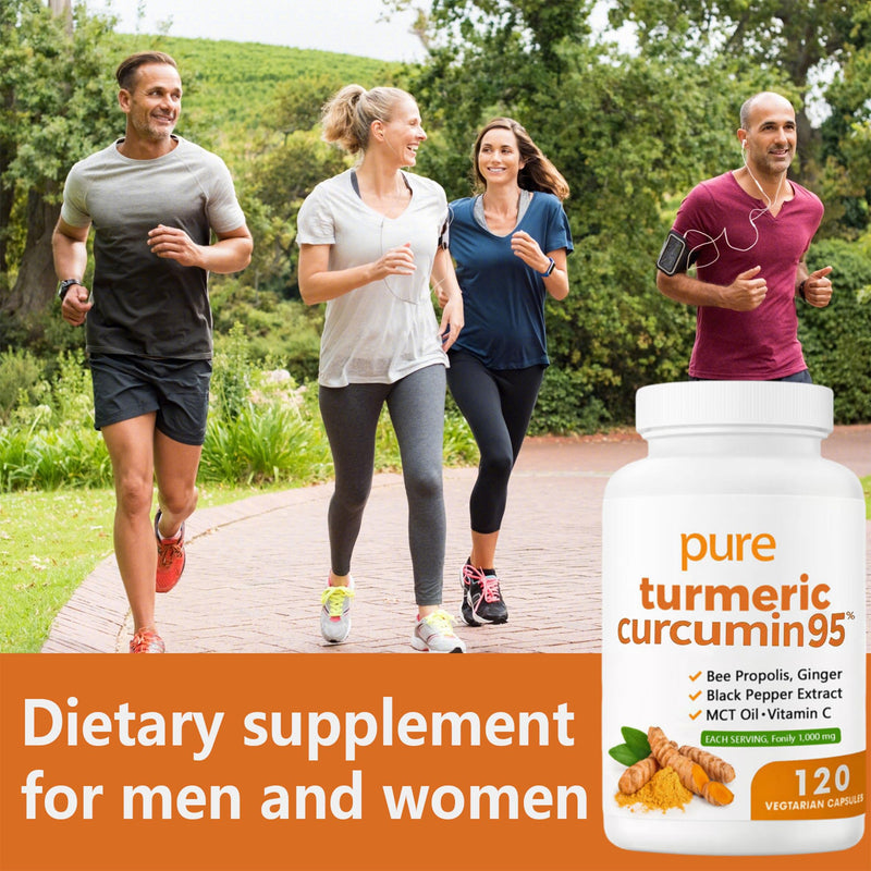 Turmeric Curcumin 95 1000mg - 95% Turmeric Complex Supplement with Bee Propolis, Ginger, MCT Oil, Fat Soluble Vitamin C, & Black Pepper, Non-GMO, Gluten Free, 120 Capsules