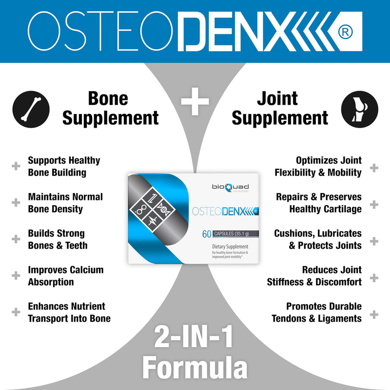 OSTEODENX - Bone & Joint Support Supplement for Healthy Bone & Improved Joint Mobility with Lactoferrin, Collagen, Vitamin K2 & Vitamin D3 (30 Capsules)