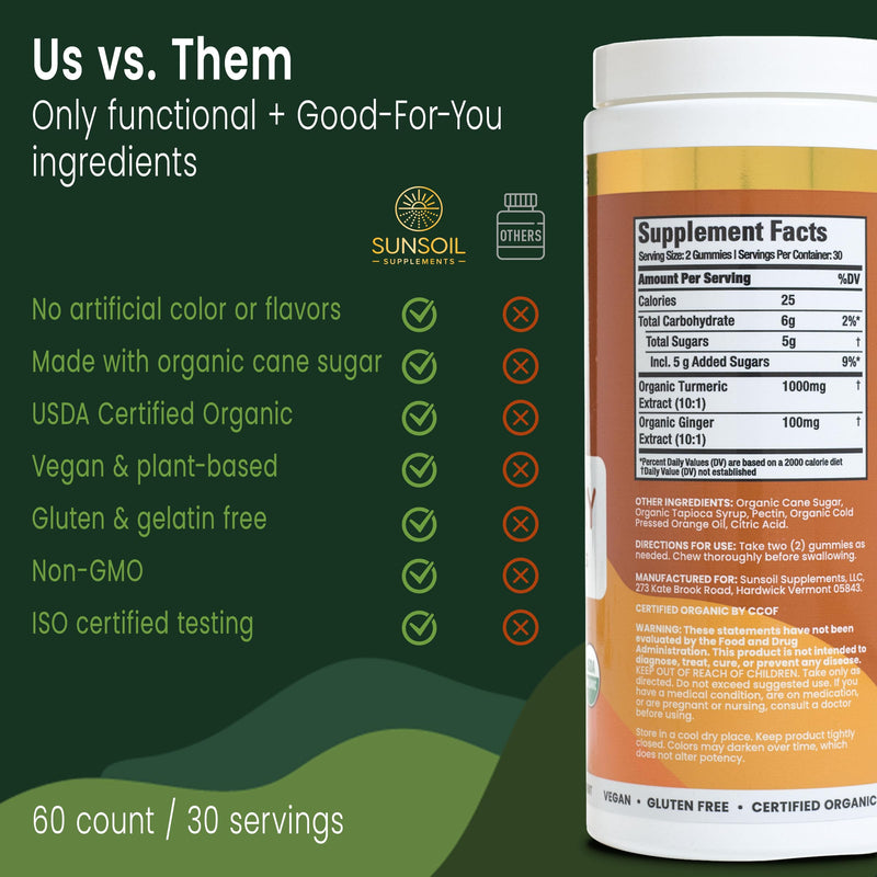 Sunsoil Recovery Organic Gummies, USDA Certified Organic, No Glucose Syrup, Vegan, Gluten-Free, Plant-Based