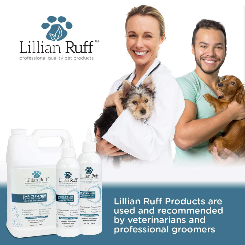 Lillian Ruff Ear Cleaner & Otic Wax Solvent for Dogs with Tea Tree Oil, Bee Propolis & Aloe - Coconut and Lavender Scent - Dissolve Wax and Combat Ear Odors - Safe for Sensitive Ears (4oz) 4oz - PawsPlanet Australia