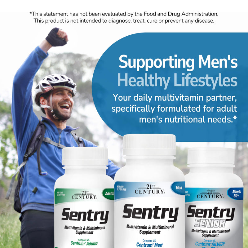 21st Century Sentry Men Multivitamin Tablets, Daily Support, 120 Count | Complete Daily Multivitamin & Multimineral, Compare VS. Centrum® Men, Men for Energy, Immunity & Metabolism Support