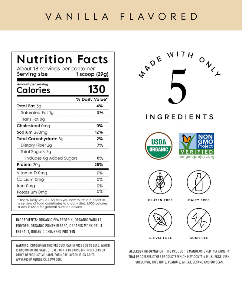 Truvani Vegan Pea Protein Powder | Vanilla | 20g Organic Plant Based Protein | 18 Servings | Keto | Gluten & Dairy Free | Low Carb | No Added Sugar 18 Servings (Pack of 1) - BeesActive Australia