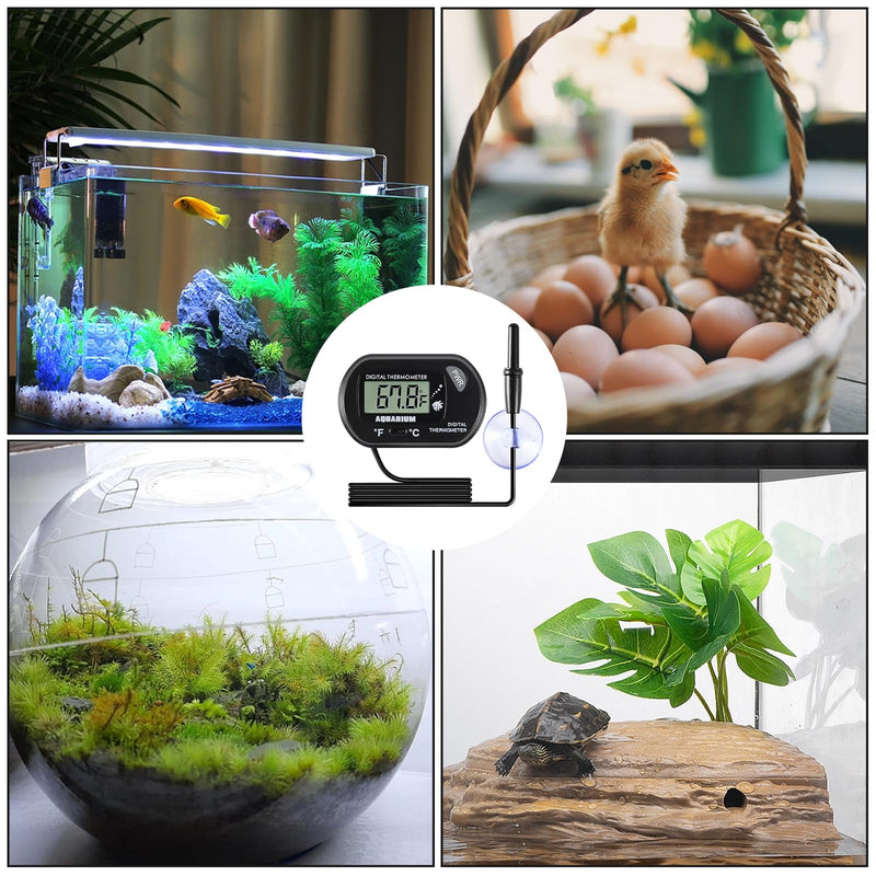 8pcs Aquarium Thermometer LCD Digital Fish Tank Thermometer with Water-Resistant Sensor Probe and Suction Cup for Turtle Incubators Terrarium Water Thermometer 8pcs - BeesActive Australia