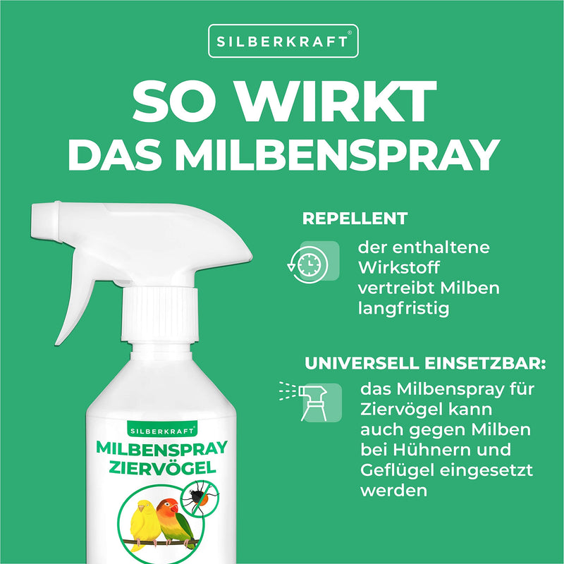 Silberkraft mite spray 250 ml for pet birds and chickens, reliable mite protection, efficient and guaranteed helpful anti-mite agent - BeesActive Australia