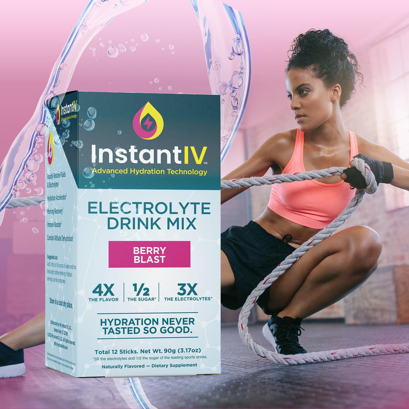 Electrolytes Powder - 3X Electrolytes,1/2 Sugar with Vitamin C, B3, B6, Electrolytes Powder Packets for Hydration, Recovery & Immunity, Vegan & Gluten Free | Berry Blast - 12 Packets 5.25 Pound (Pack of 1)