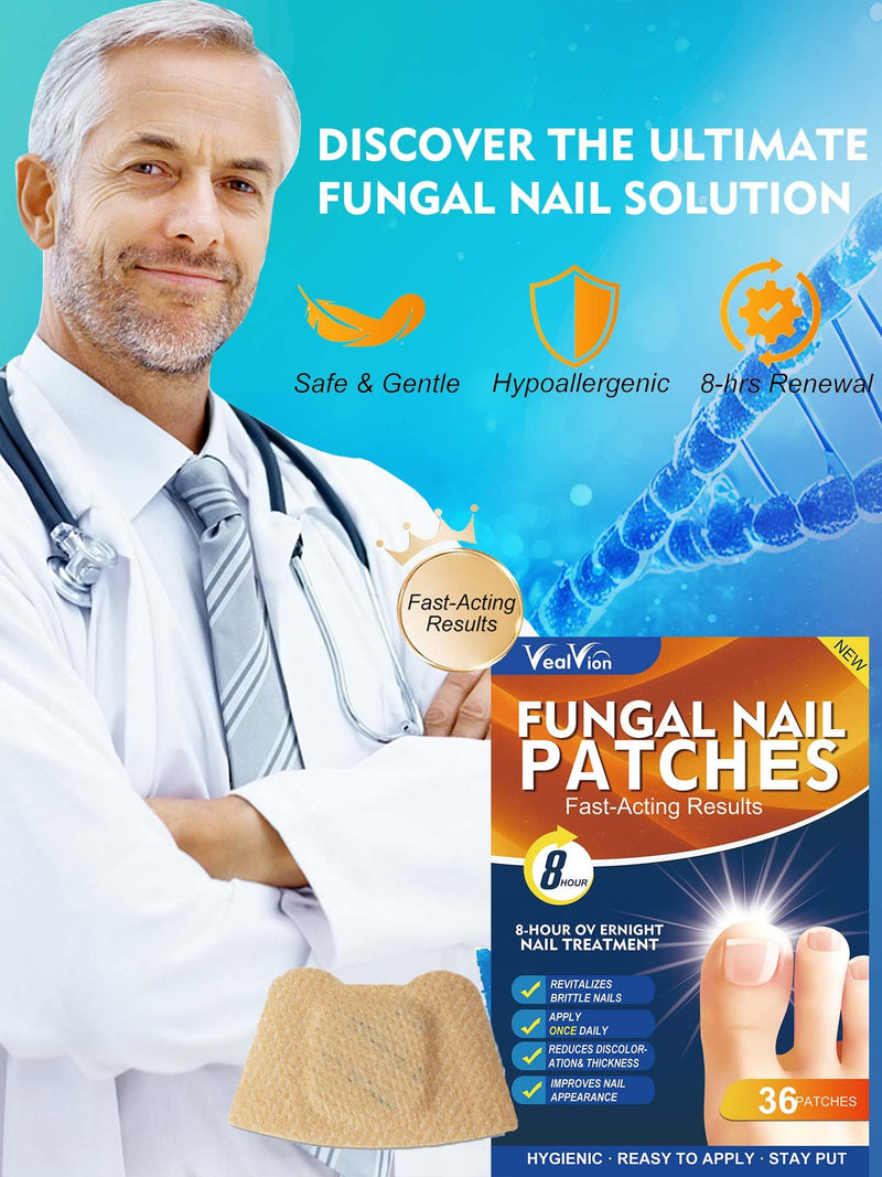 Toenail Fungus Treatment Extra Strength -36 Pcs Fungal Nail Patches, Nail Repair for Damaged Nails, Overnight Renewal for Men and Women