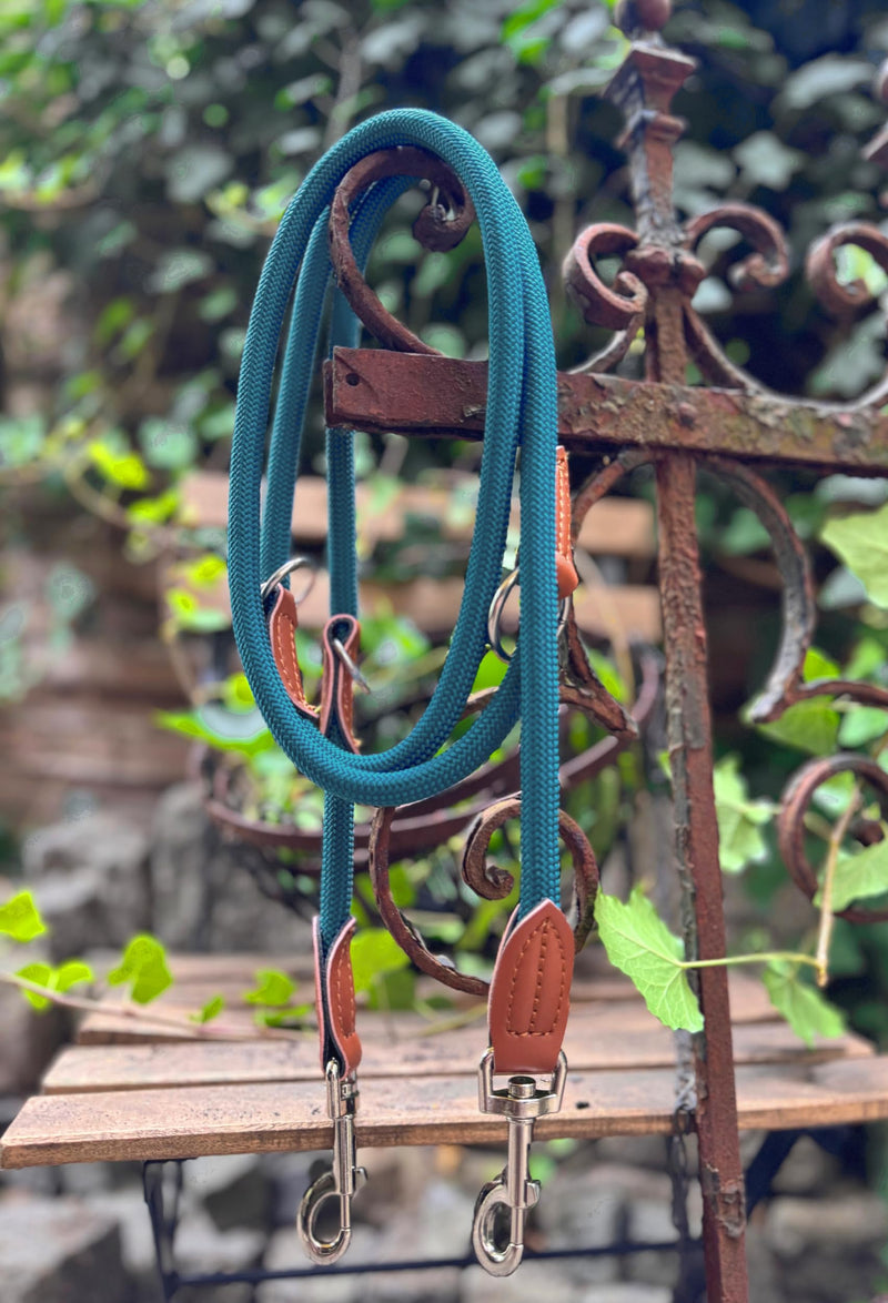Quiet green adjustable dog leash 2m | Freehand & 3-way adjustable | Only 260g light | For Large Dogs - Petrol Blue Barrier Reef - BeesActive Australia