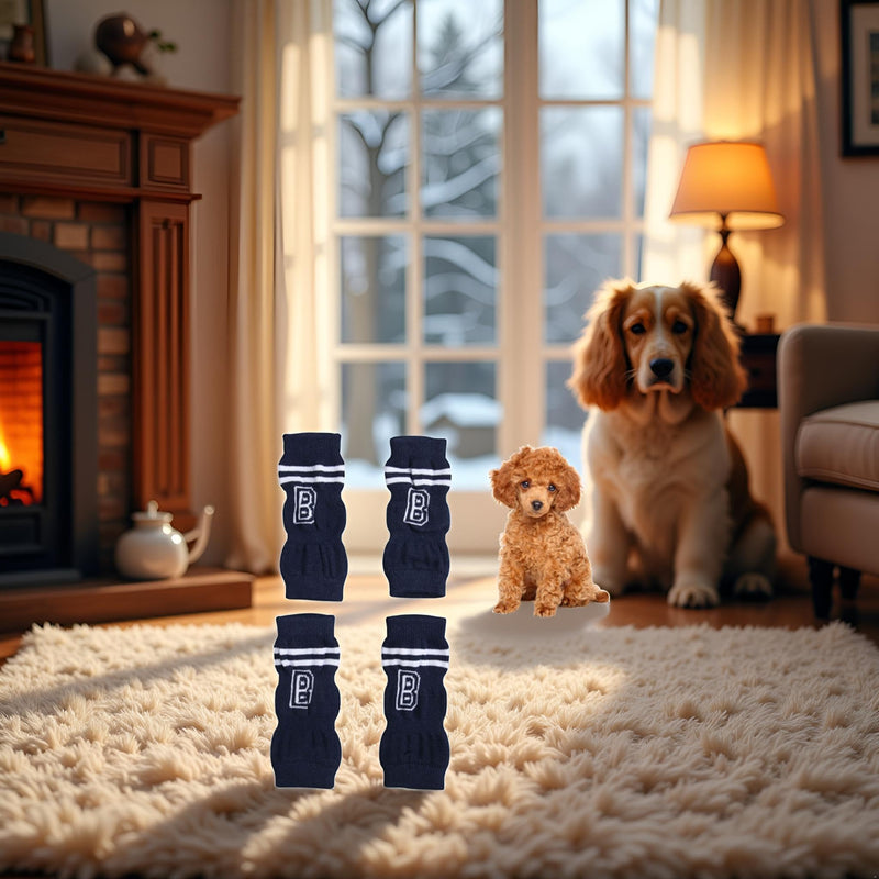 Pssopp 4Pcs Dog Elbow Protector, Dog Legs Socks Knitted Leg Warmer Wraps Pet Elbow Protective Sleeve Dog Leg Warmers for Small Medium Pets L